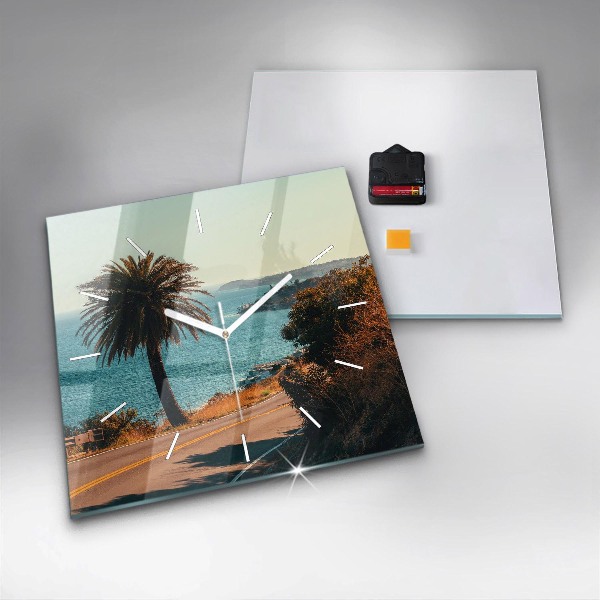 Szögletes fali üvegóra Pálmafák Malibuban