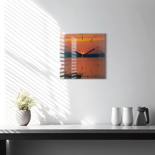 Szögletes fali üvegóra Este a Balaton