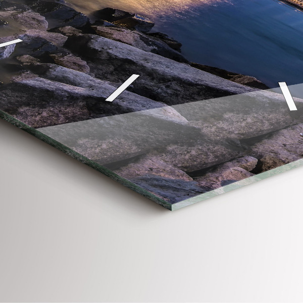 Szögletes fali üvegóra Sziklás part a híd alatt