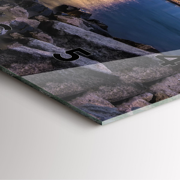 Szögletes fali üvegóra Sziklás part a híd alatt