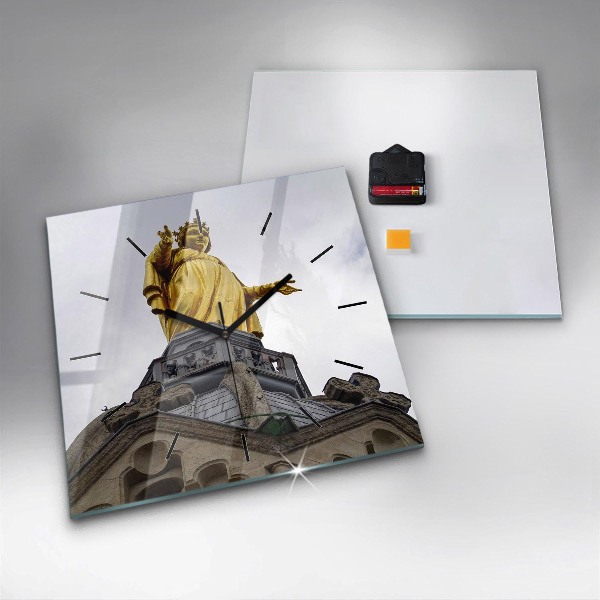 Szögletes fali üvegóra Szűz Mária szobra Lyonban