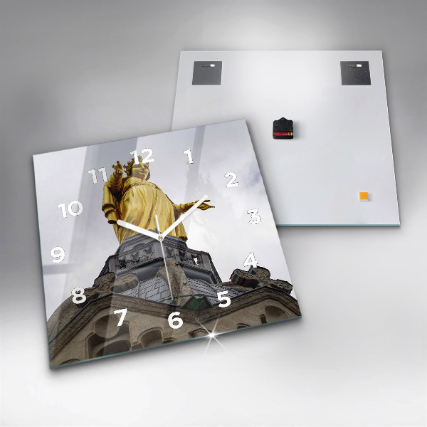 Szögletes fali üvegóra Szűz Mária szobra Lyonban