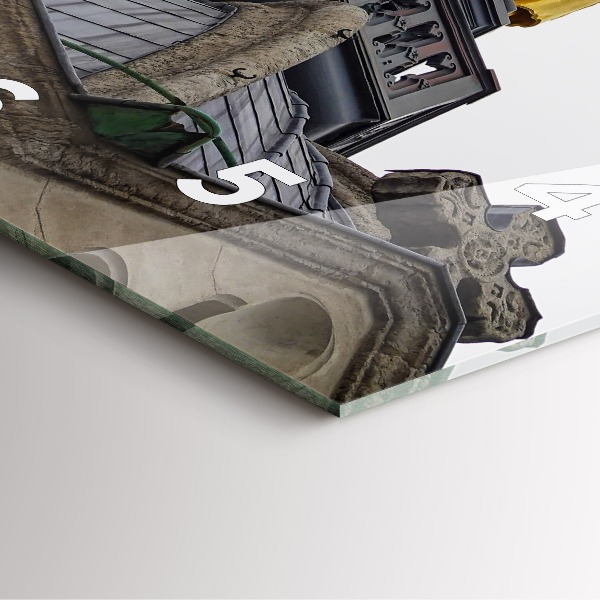 Szögletes fali üvegóra Szűz Mária szobra Lyonban