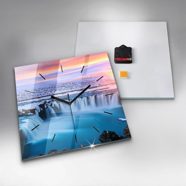 Szögletes fali üvegóra Godafoss vízesés Izlandon