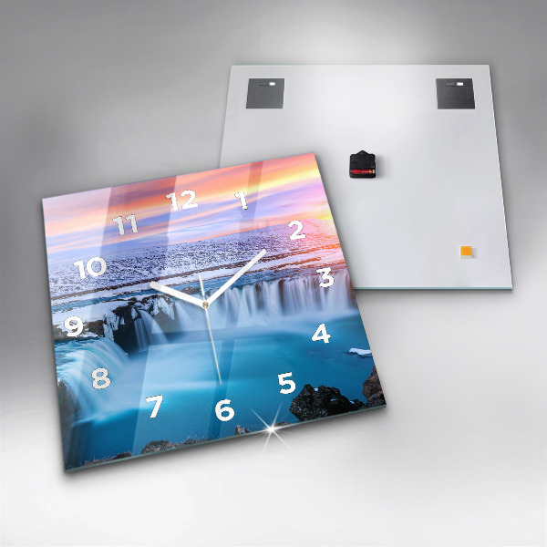 Szögletes fali üvegóra Godafoss vízesés Izlandon