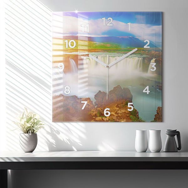 Szögletes fali üvegóra Godafoss Izlandon