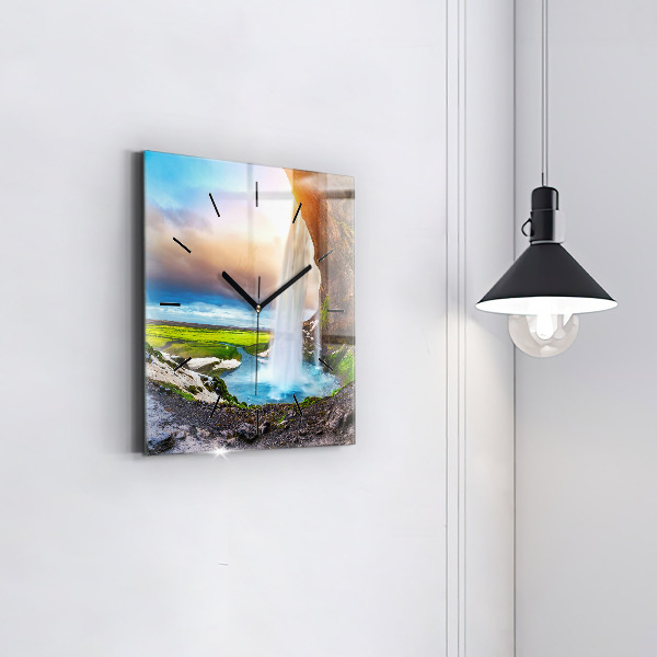 Szögletes fali üvegóra Vízesés Izlandon