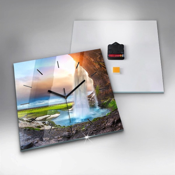Szögletes fali üvegóra Vízesés Izlandon