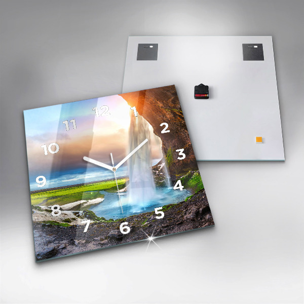 Szögletes fali üvegóra Vízesés Izlandon