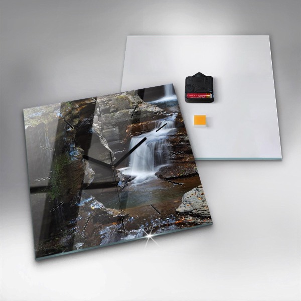Szögletes fali üvegóra Vízesés és Izland sziklái