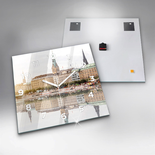 Szögletes fali üvegóra Hamburg folyó Németországban
