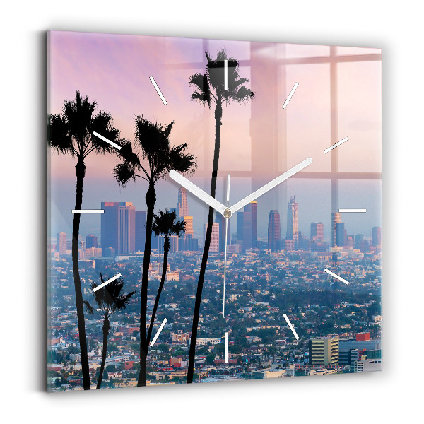 Szögletes fali üvegóra Los Angeles-i naplemente