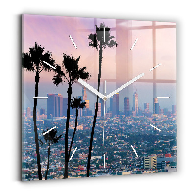 Szögletes fali üvegóra Los Angeles-i naplemente