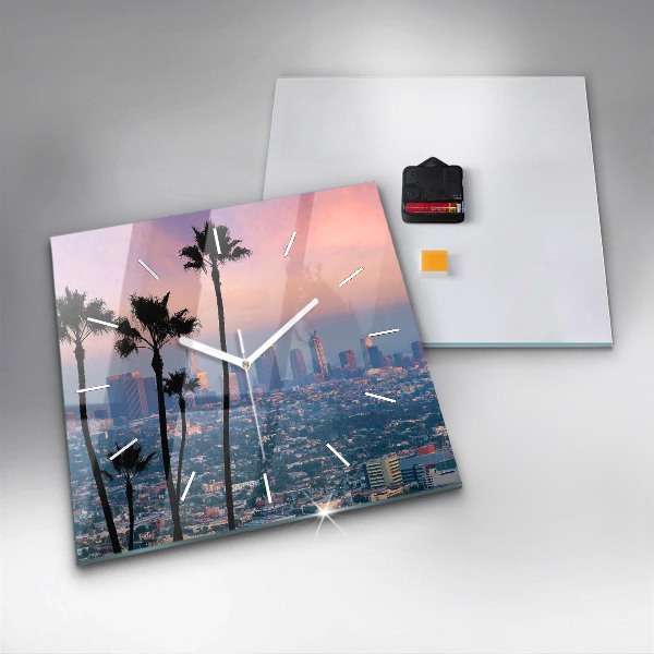 Szögletes fali üvegóra Los Angeles-i naplemente