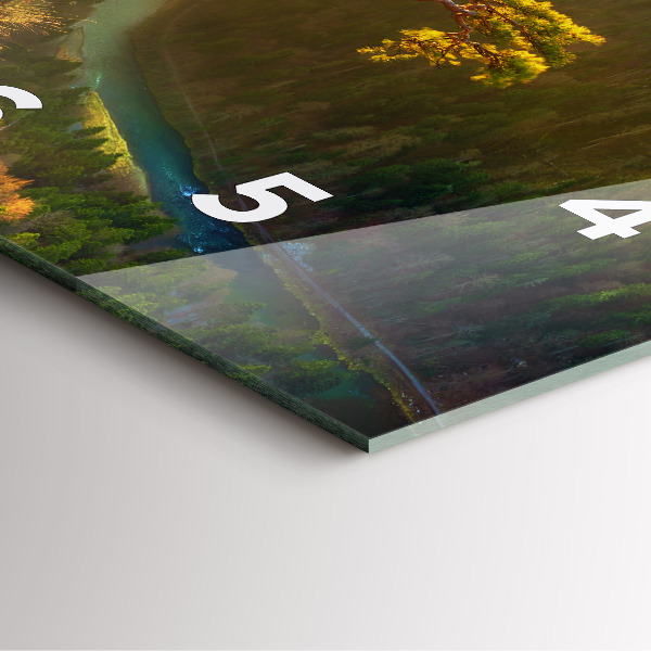 Szögletes fali üvegóra Naplemente a hegyek felett