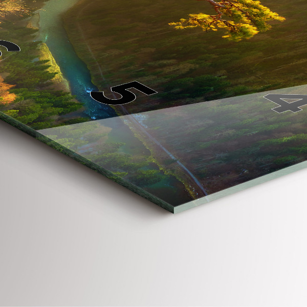 Szögletes fali üvegóra Naplemente a hegyek felett