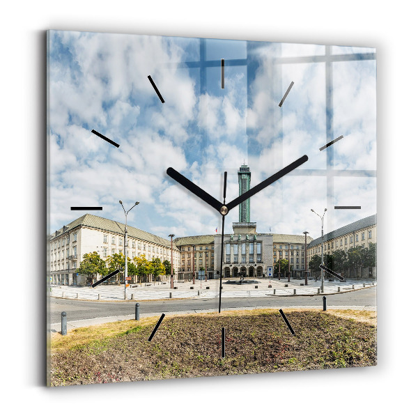 Szögletes fali üvegóra Panoráma Ostrava városára