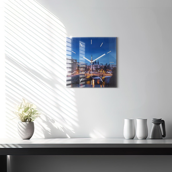Szögletes fali üvegóra Panoráma Pilsen városára