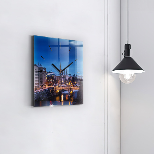 Szögletes fali üvegóra Panoráma Pilsen városára