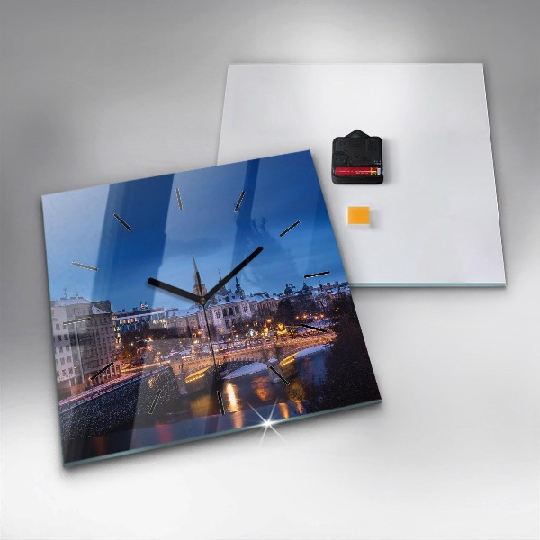 Szögletes fali üvegóra Panoráma Pilsen városára