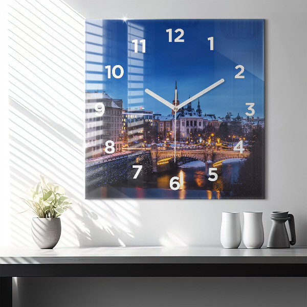 Szögletes fali üvegóra Panoráma Pilsen városára