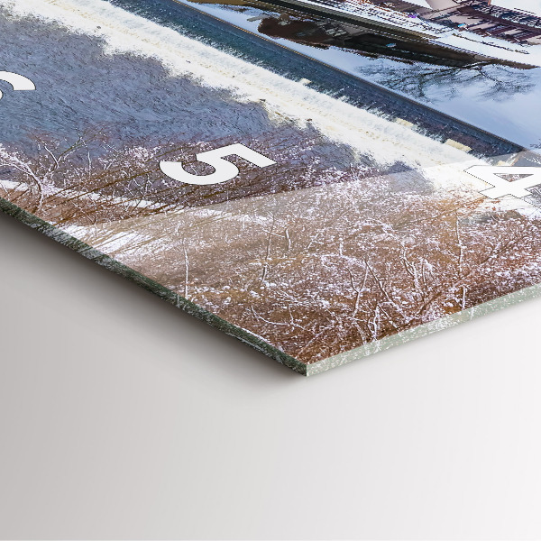 Szögletes fali üvegóra Panoráma a városra télen