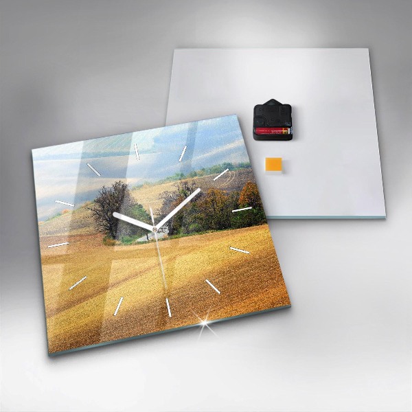 Szögletes fali üvegóra Morvaország vidéki táj