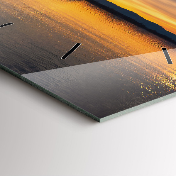 Szögletes fali üvegóra Naplemente a tó felett