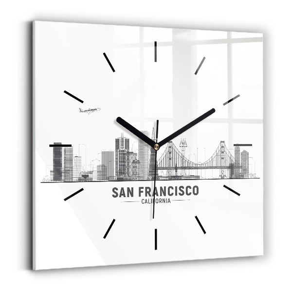 Szögletes fali üvegóra San Francisco Skyline
