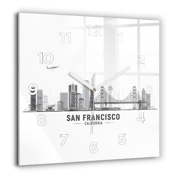 Szögletes fali üvegóra San Francisco Skyline