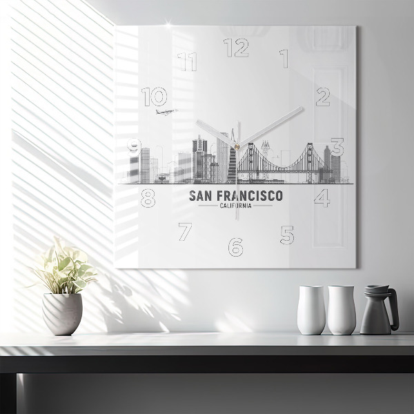 Szögletes fali üvegóra San Francisco Skyline