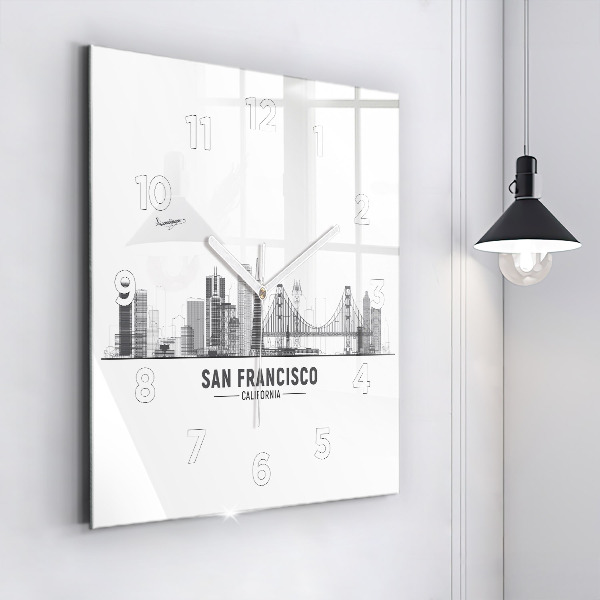 Szögletes fali üvegóra San Francisco Skyline