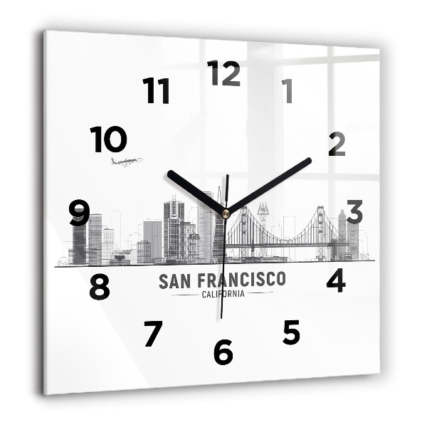 Szögletes fali üvegóra San Francisco Skyline