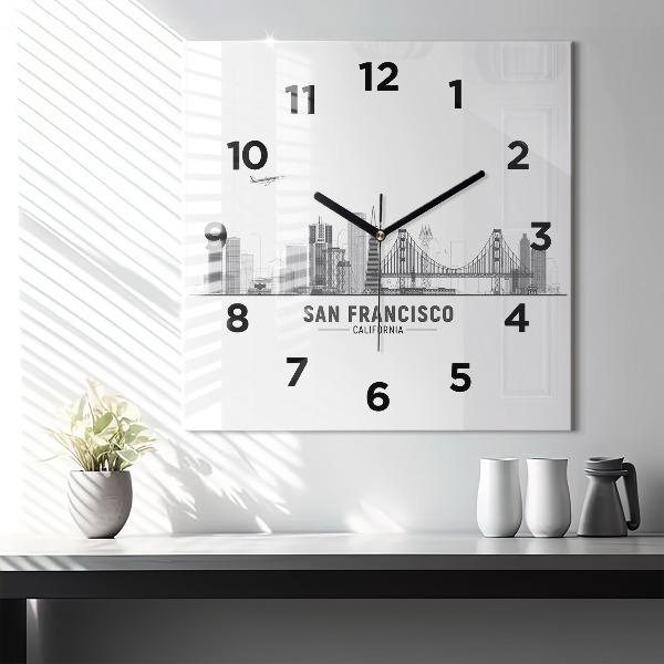 Szögletes fali üvegóra San Francisco Skyline
