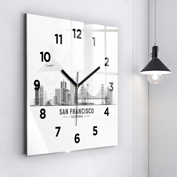 Szögletes fali üvegóra San Francisco Skyline