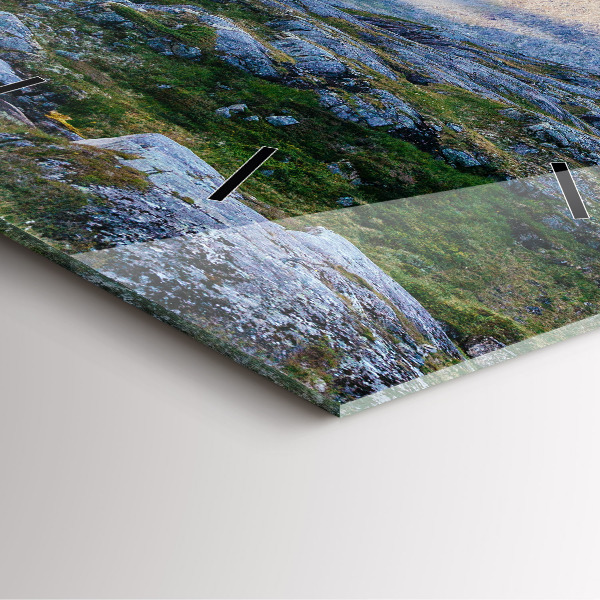 Szögletes fali üvegóra Sziklás táj