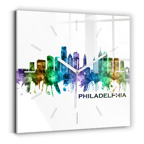 Szögletes fali üvegóra Színes Philadelphia
