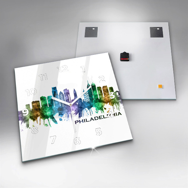 Szögletes fali üvegóra Színes Philadelphia