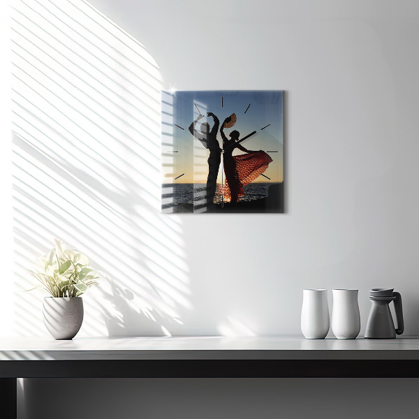 Szögletes fali üvegóra Spanyol tánc a tengeren