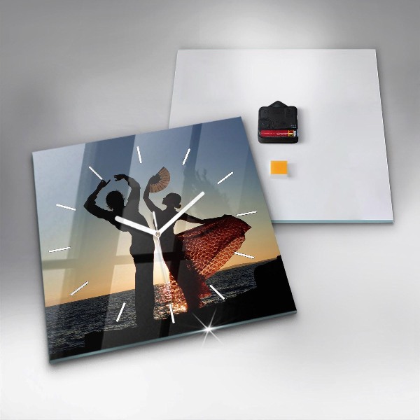 Szögletes fali üvegóra Spanyol tánc a tengeren