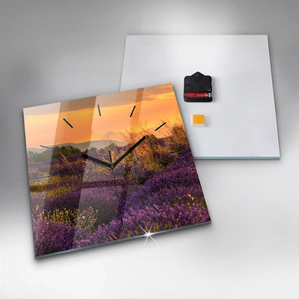 Szögletes fali üvegóra Levendula rét Franciaország