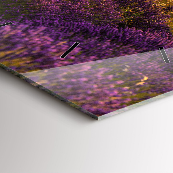 Szögletes fali üvegóra Levendula rét Franciaország