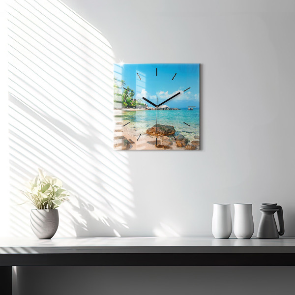 Szögletes fali üvegóra Gyönyörű tengerpart Thaiföldön