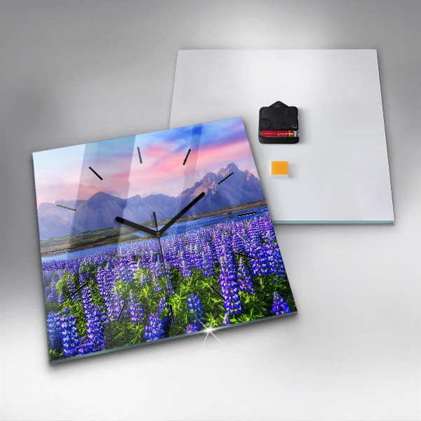 Szögletes fali üvegóra Hegyekre néző Izland