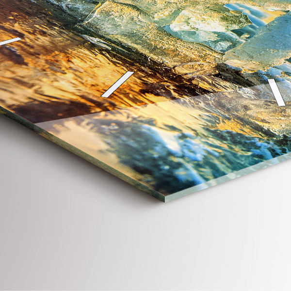 Szögletes fali üvegóra Jéghegy és napkelte