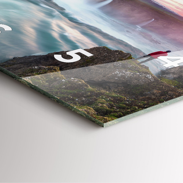 Szögletes fali üvegóra Táj vízeséssel