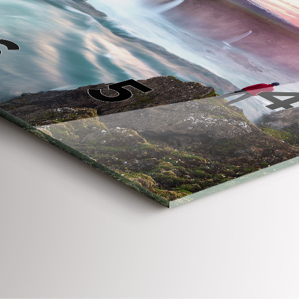 Szögletes fali üvegóra Táj vízeséssel