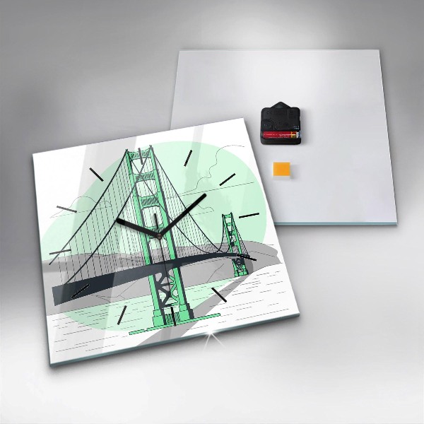 Szögletes fali üvegóra Zöld híd