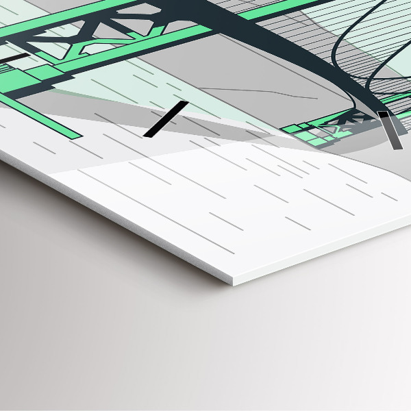 Szögletes fali üvegóra Zöld híd