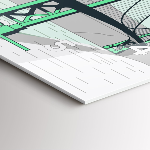 Szögletes fali üvegóra Zöld híd